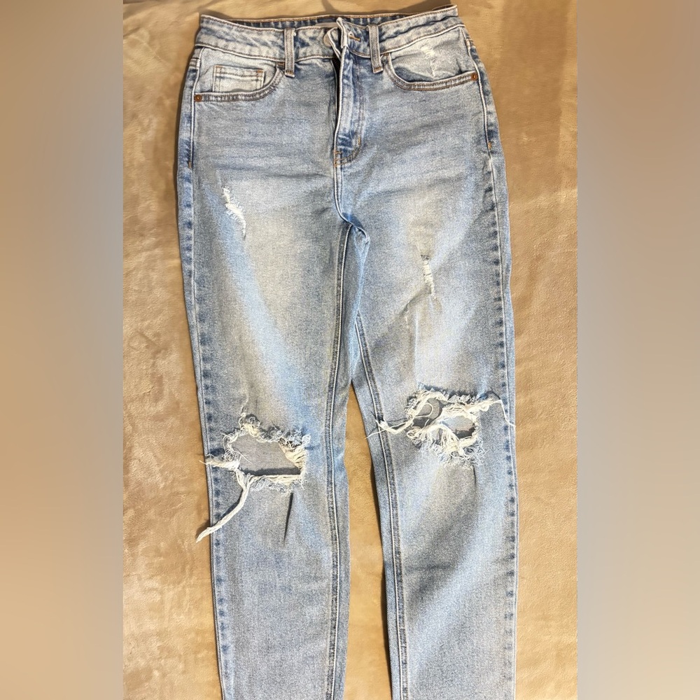 Cello Blue Boyfriend Jeans Distressed Style
